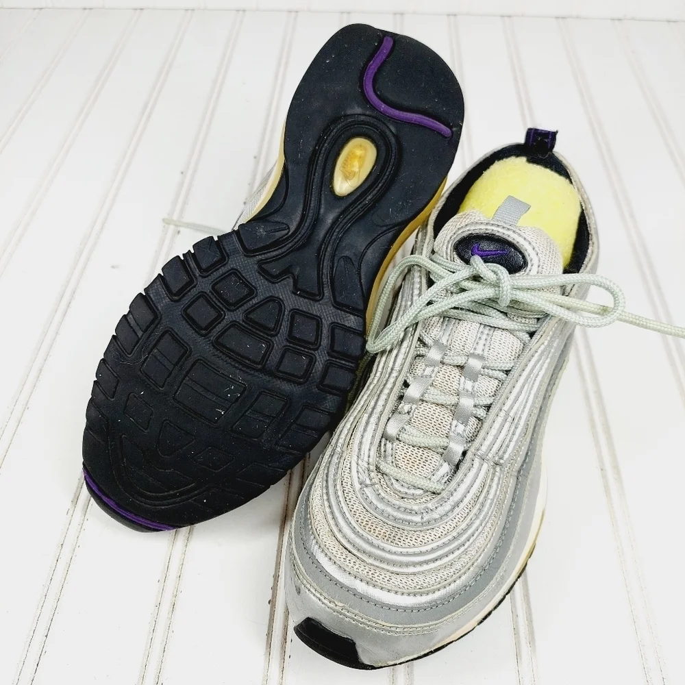 Nike Air Max 97 Silver / Polar Obsidian Gray Athleisure Running Sneakers C389